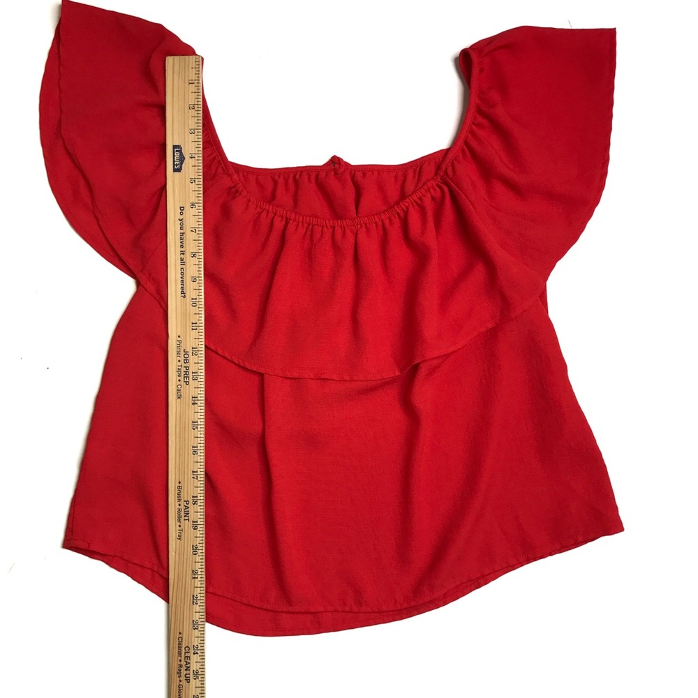Jack by BB Dakota Red Edmonds Off the Shoulder Ruffle Blouse Size Medium - Picture 8 of 8